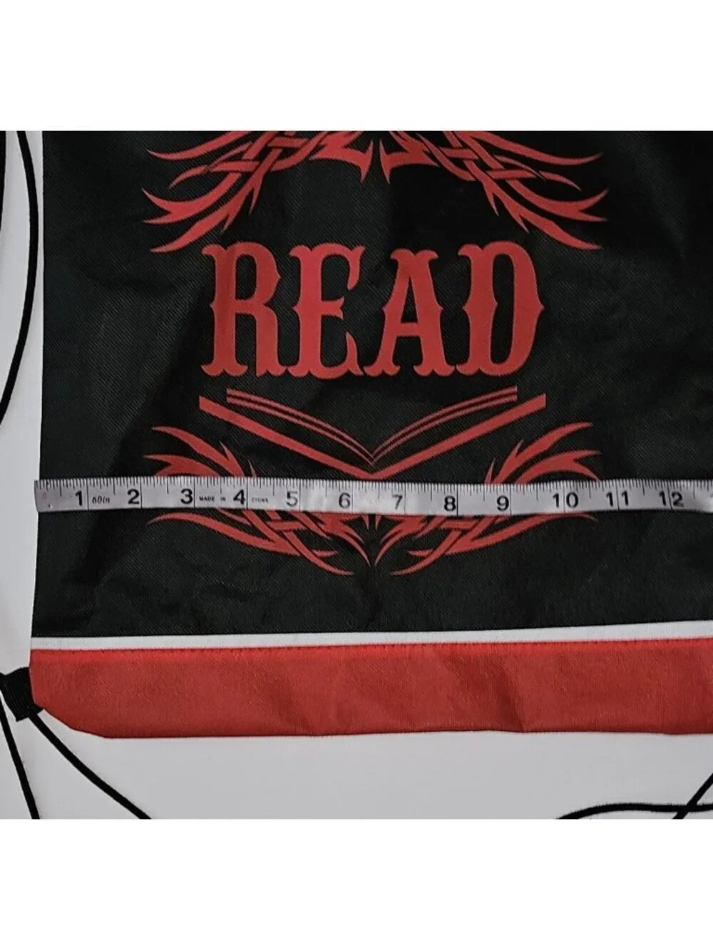 READ Black Red Cinch Backpack Library Book Bag
